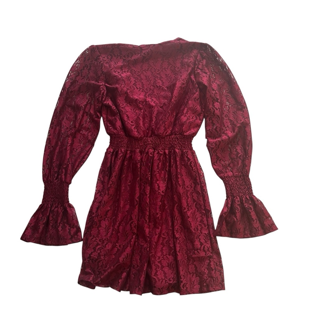 Disney Princess Women's Size S Burgundy Lace Wrap Dress‎ V-Neck Long Sleeve - Picture 2 of 9